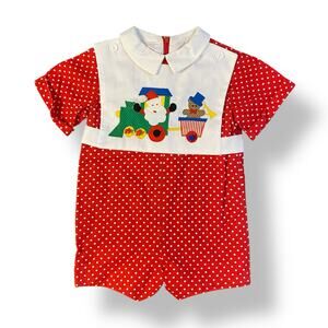 Betty Torrell by Johnston Vintage Boys Christmas Romper Size 2T Heirloom